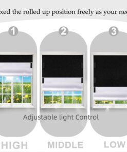 Alternative view of 100% Blackout Blinds Magnetic Window Cover 57x40Inch,No Drill PortableCuttable Black Out Curtains