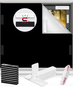 100% Blackout Blinds Magnetic Window Cover 57x40Inch,No Drill PortableCuttable Black Out Curtains