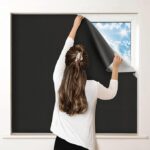 Petaholic 100% Blackout Curtains for Bedroom, Portable DIY Window Blinds, No Drill Window Shades & Blackout Blinds with Stickers & Tabs for Travel, Dorm Room, Media Room (118" x 57")
