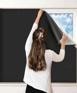 Petaholic 100% Blackout Curtains for Bedroom, Portable DIY Window Blinds, No Drill Window Shades & Blackout Blinds with Stickers & Tabs for Travel, Dorm Room, Media Room (118" x 57")