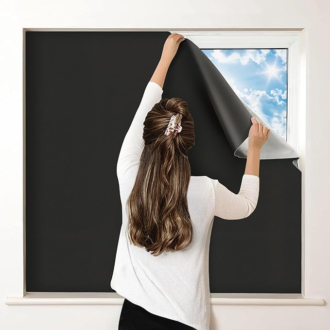 Petaholic 100% Blackout Curtains for Bedroom, Portable DIY Window Blinds, No Drill Window Shades & Blackout Blinds with Stickers & Tabs for Travel, Dorm Room, Media Room (118" x 57")