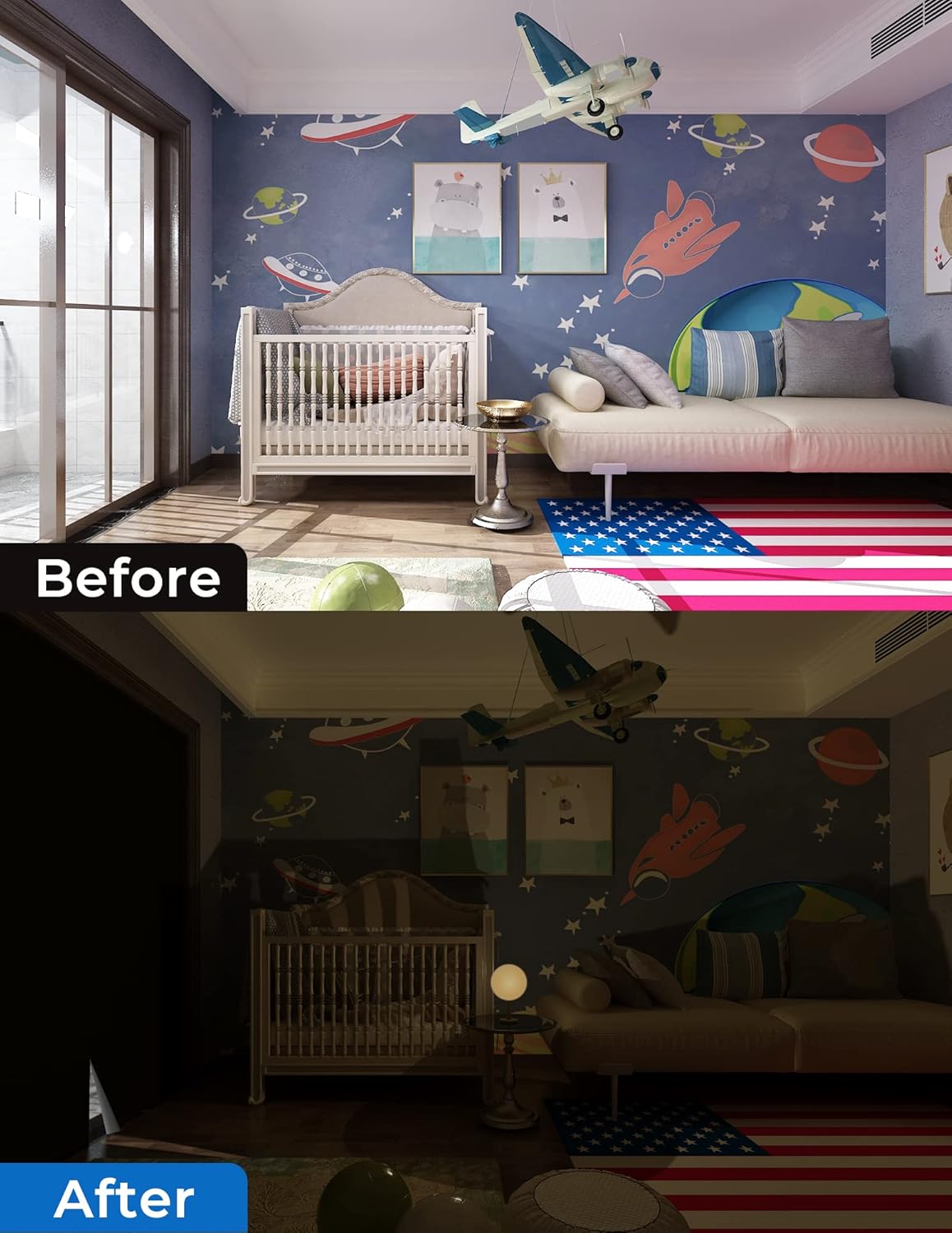 Sumobaby 50"x60" Portable Blackout Curtains, Blinds for Windows with Hook & Loop Tapes - Image 2