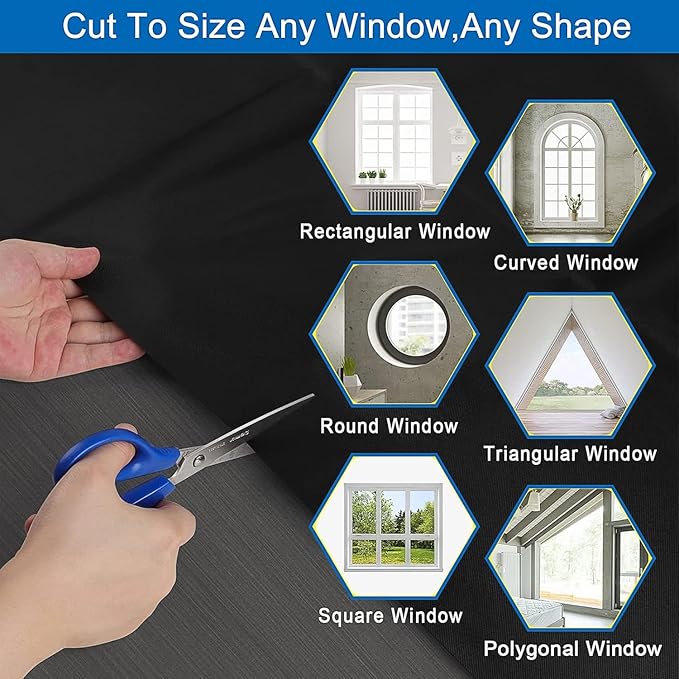 100% Blackout Blinds Magnetic Window Cover 57x40Inch,No Drill PortableCuttable Black Out Curtains - Image 7