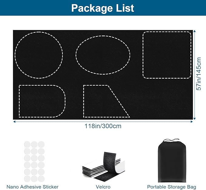 Petaholic 100% Blackout Curtains for Bedroom, Portable DIY Window Blinds, No Drill Window Shades & Blackout Blinds with Stickers & Tabs for Travel, Dorm Room, Media Room (118" x 57") - Image 15