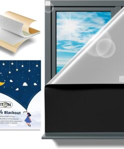 NIGHTON Portable Blackout Curtains 120"×57", Strong Hook and Loop Tape Strips with Adhesive, Cuttable Blackout Window Cover