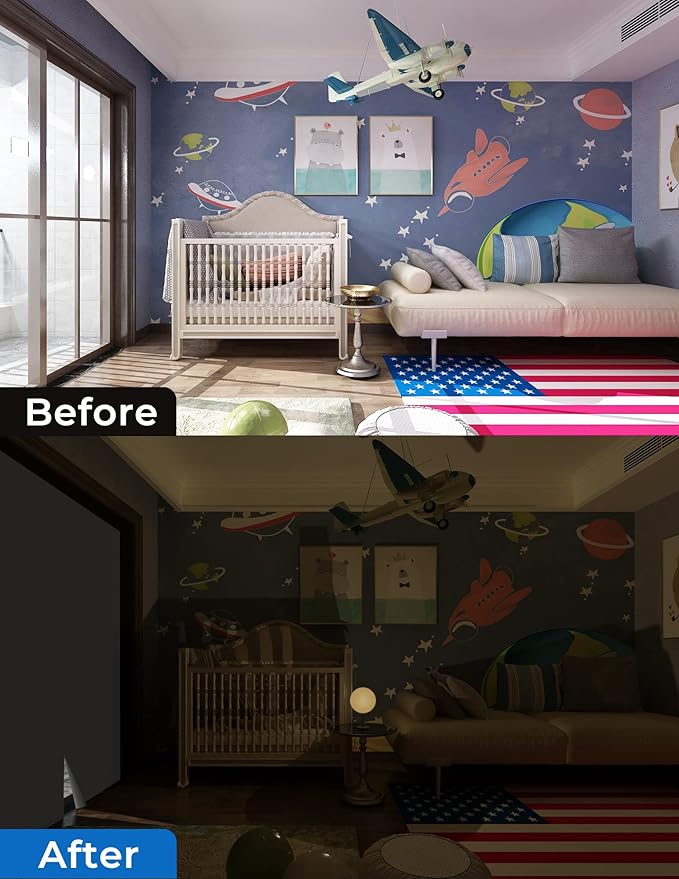 Sumobaby 50"x60" Portable Blackout Curtains, Blinds for Windows with Hook & Loop Tapes - Image 6