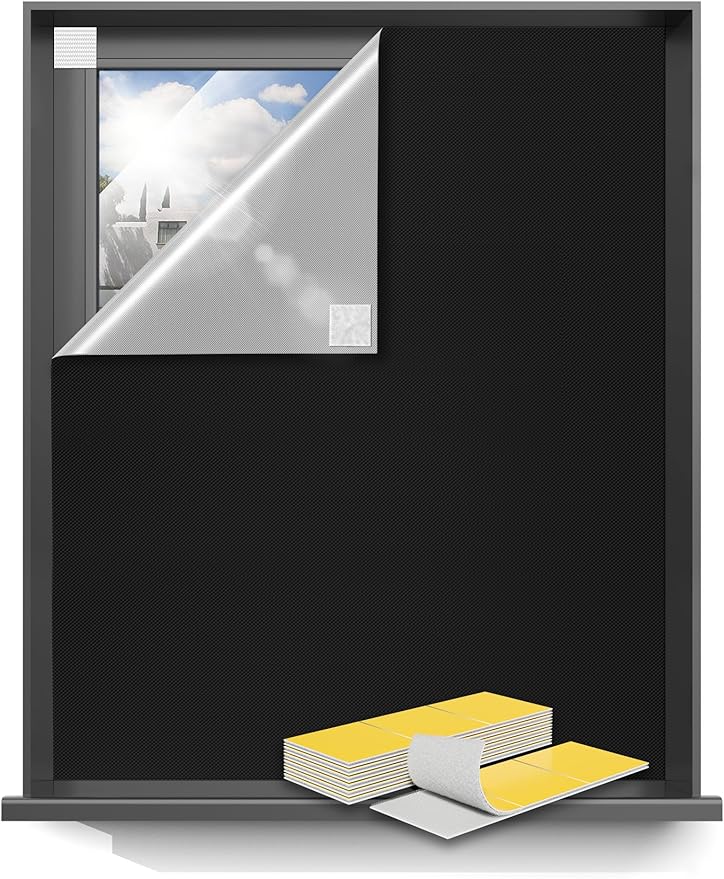 Sumobaby 50"x60" Portable Blackout Curtains, Blinds for Windows with Hook & Loop Tapes