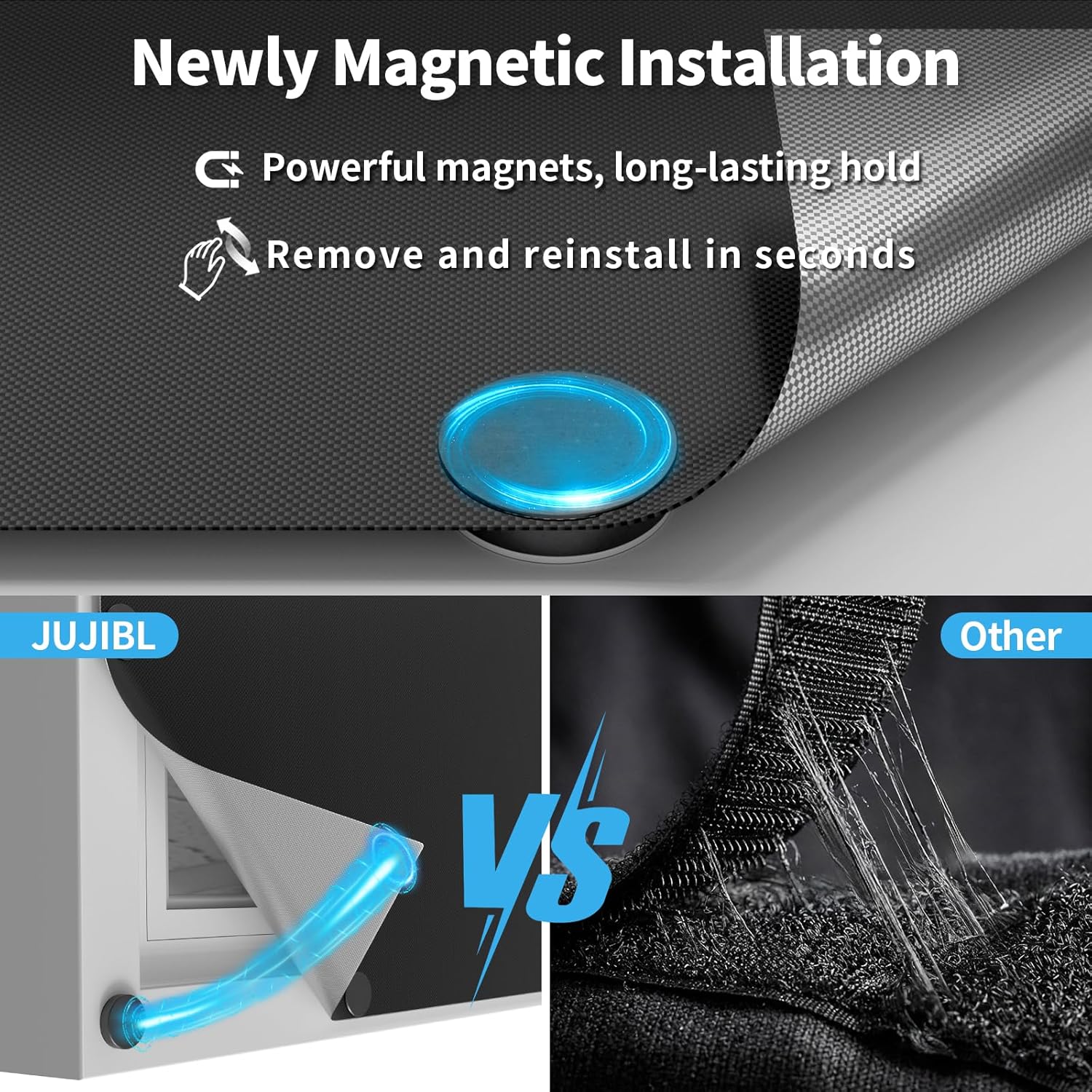 Magnetic Blackout Window Cover, 100% Blackout Shades for Bedroom No Drill Black Out Window Blind - Image 4