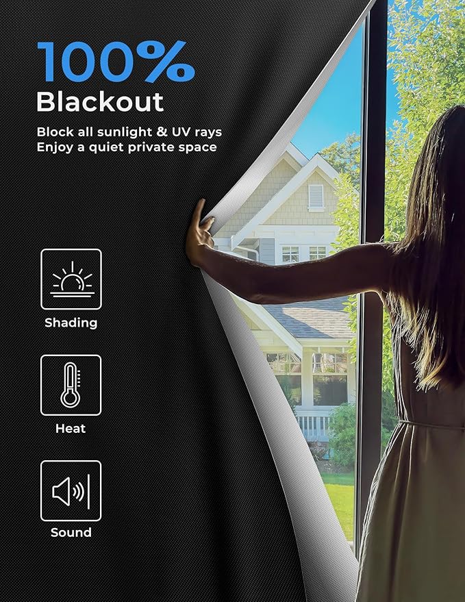 Sumobaby 50"x60" Portable Blackout Curtains, Blinds for Windows with Hook & Loop Tapes - Image 12