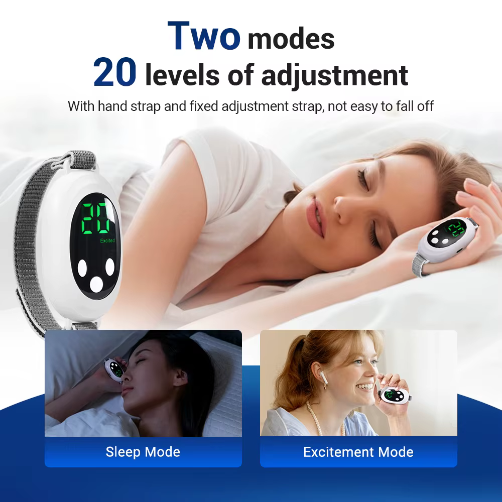 Two modes, 20 levels of intensity, intelligent sleep device, anxiety relief, neurological sleep, insomnia, and soothing device